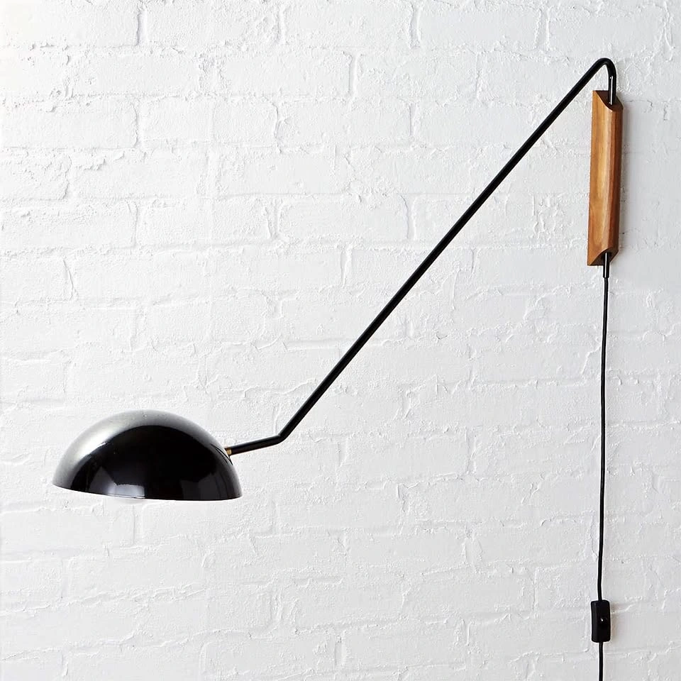 CB2 Mantis Swing Arm Plug In Sconce in Black