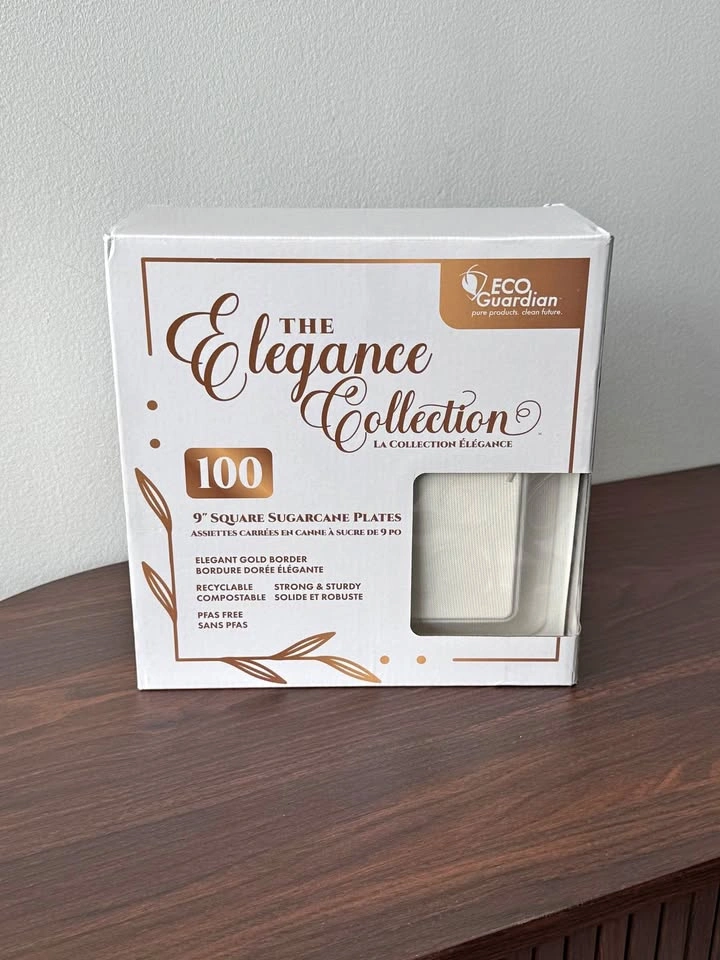 9” Square Sugarcane Plates - Recyclable/ Compostable