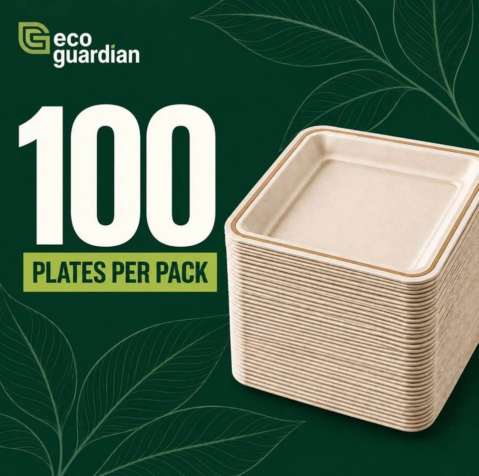 9” Square Sugarcane Plates - Recyclable/ Compostable - photo 4
