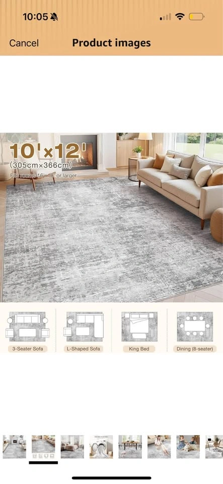 Kakania® Abstract Area Rug - Grey/White 10x12 - photo 4