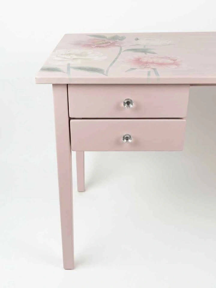 Refurbished IKEA Solid Pine Writing Table - Floral Design - photo 2
