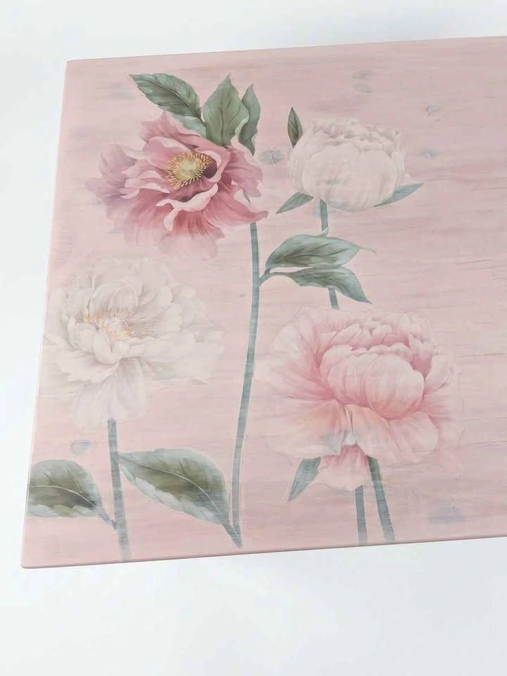Refurbished IKEA Solid Pine Writing Table - Floral Design - photo 3