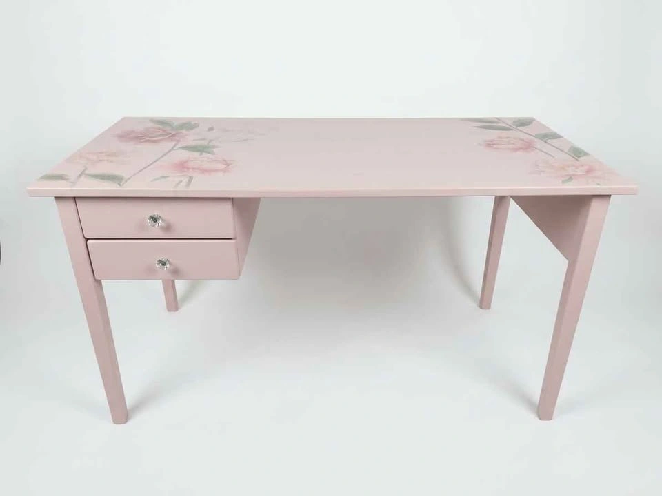 Refurbished IKEA Solid Pine Writing Table - Floral Design - photo 4
