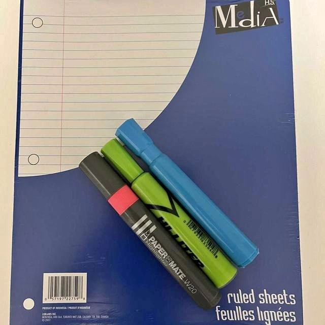 Brand New - 150 Sheets of Lined Paper and 3 Highlighters