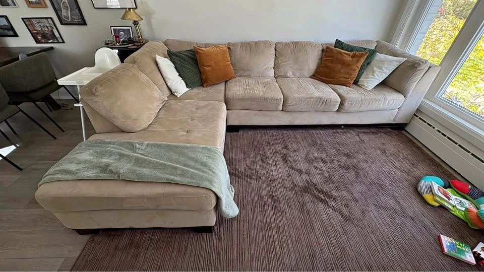 Large Beige Sectional Couch