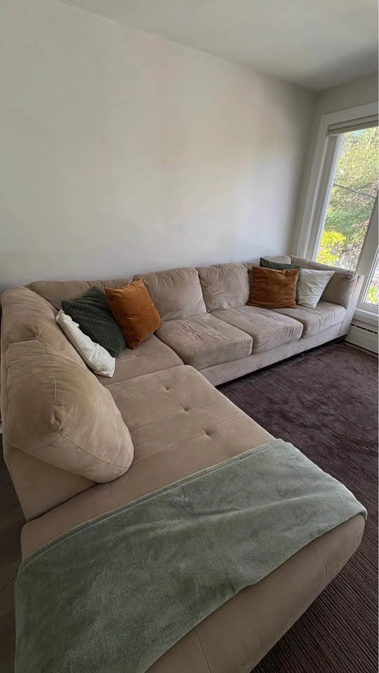 Large Beige Sectional Couch - photo 3