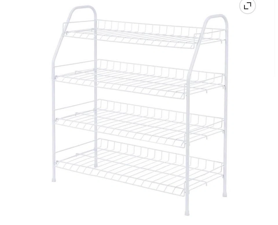 MAINSTAYS 4-Tier White Metal Shoe Rack – Holds Up to 12 Pairs