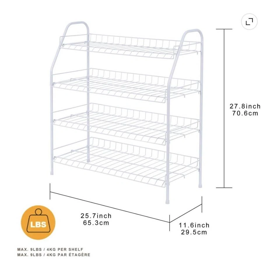MAINSTAYS 4-Tier White Metal Shoe Rack – Holds Up to 12 Pairs - photo 2