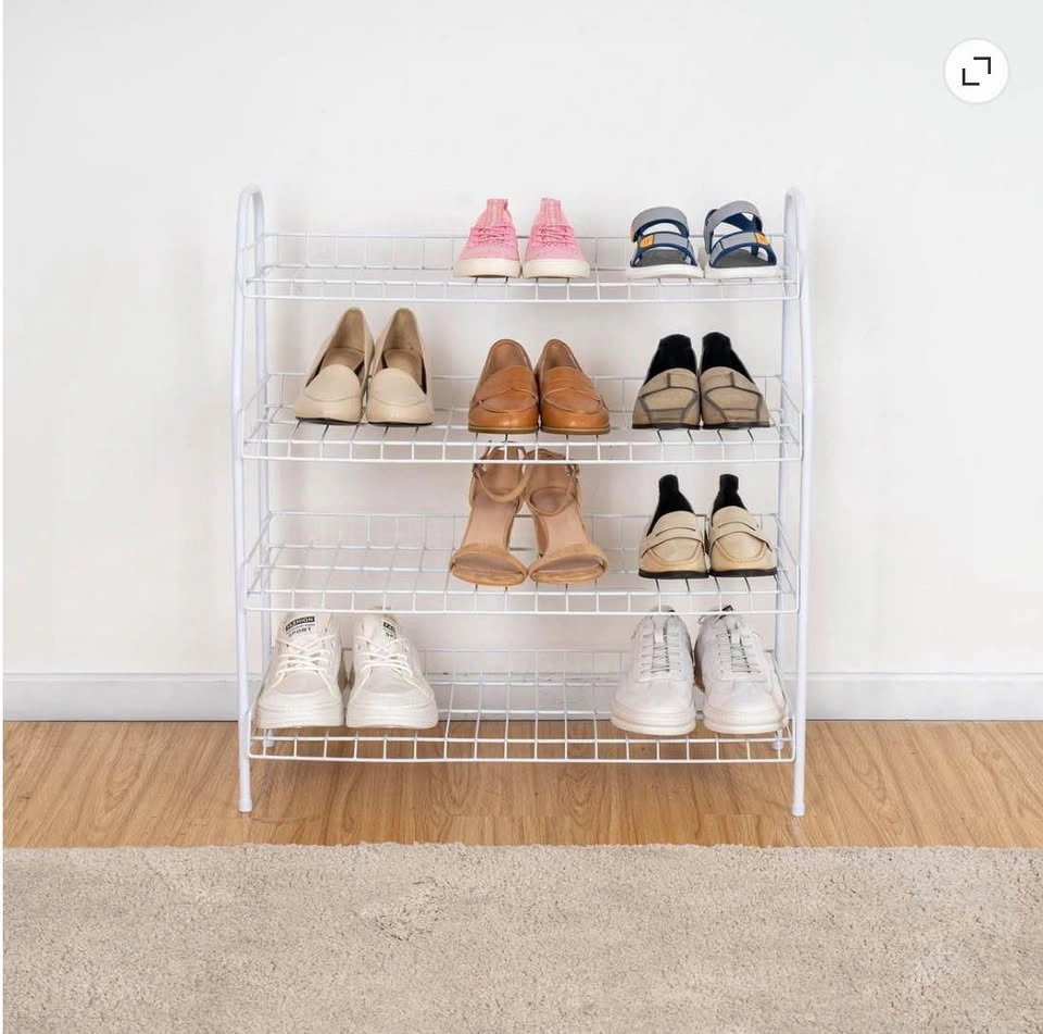 MAINSTAYS 4-Tier White Metal Shoe Rack – Holds Up to 12 Pairs - photo 3