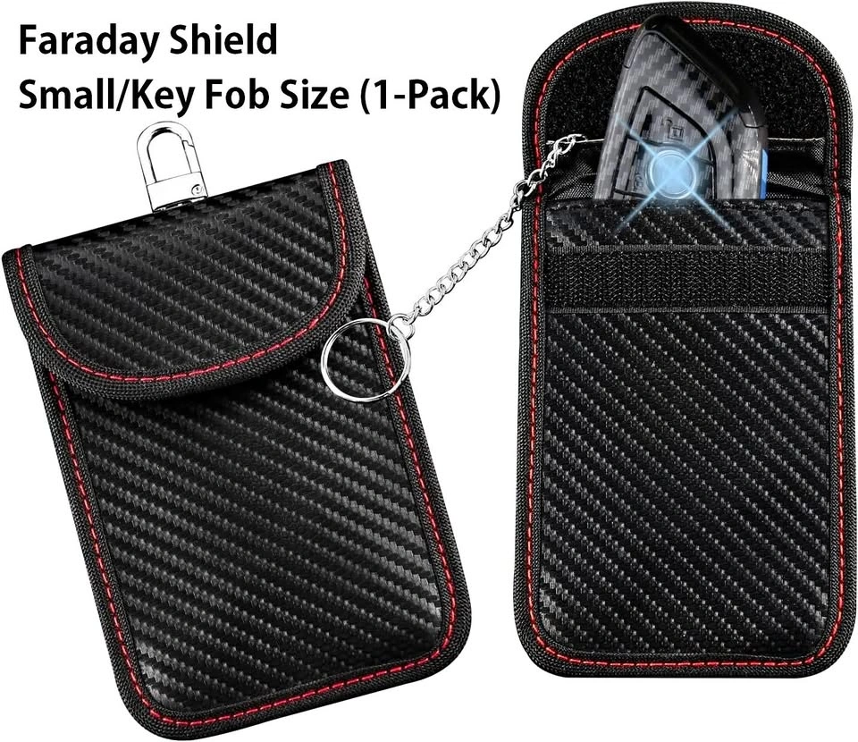 Anti-Theft Faraday Shield Car Key Fob Bag - Carbon Fiber
