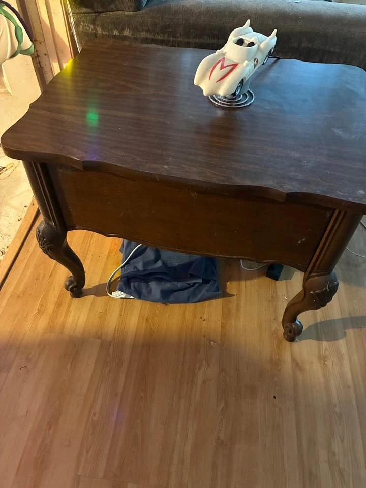 Vintage French Provincial wood end table with drawer - photo 4