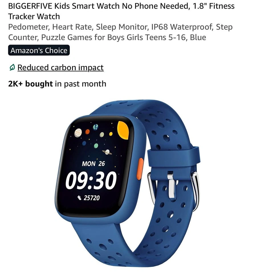 Kids Smart Watch 1.8" Fitness Tracker Pedometer with Puzzle Game