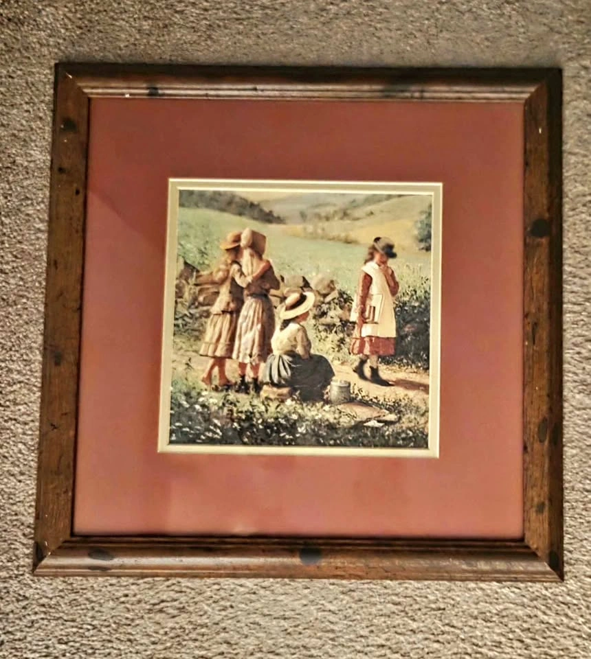 Framed Vintage Style Print of Children in Field by Ann Mount