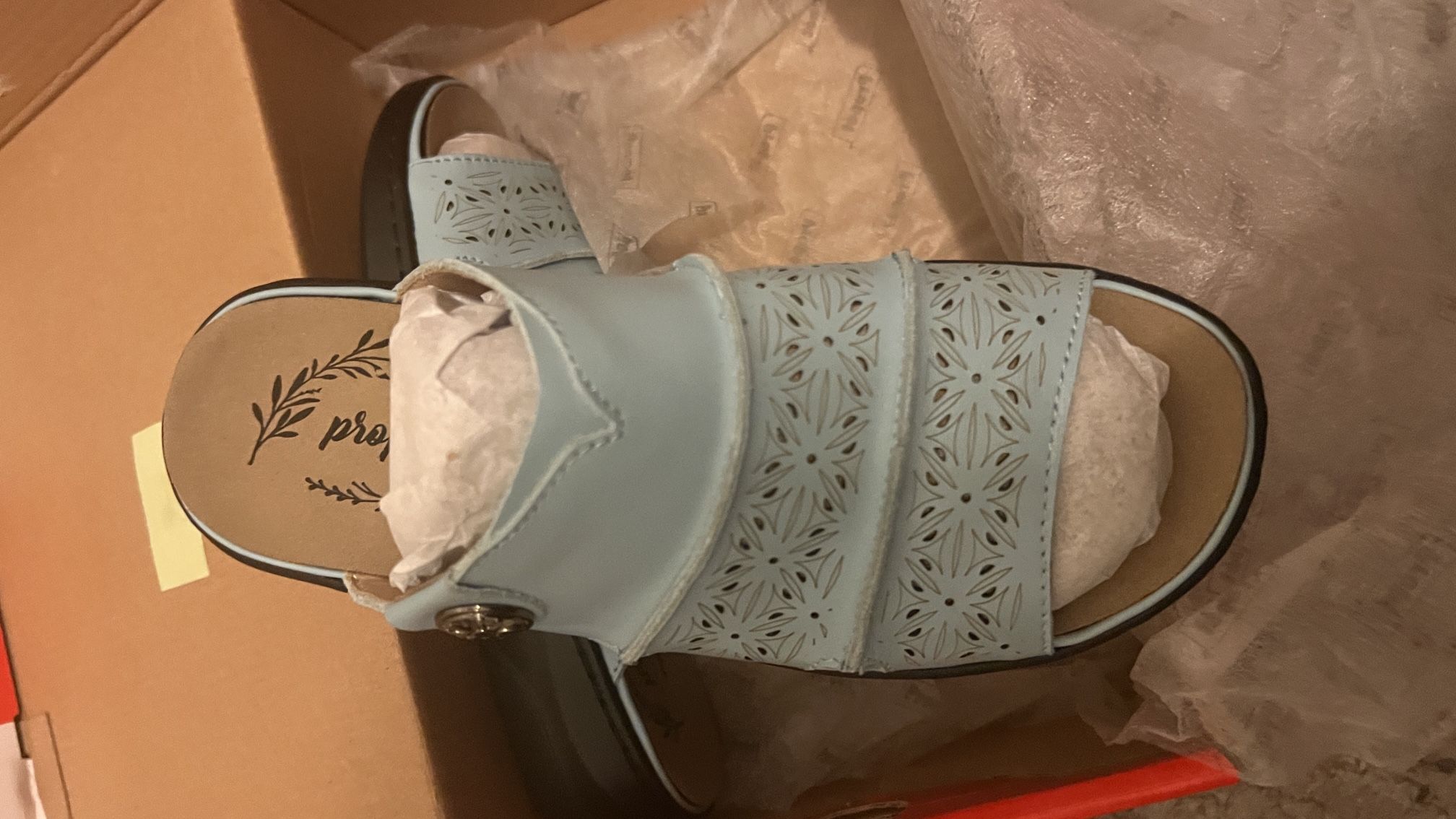 Women's Leather Slide Sandals - photo 5
