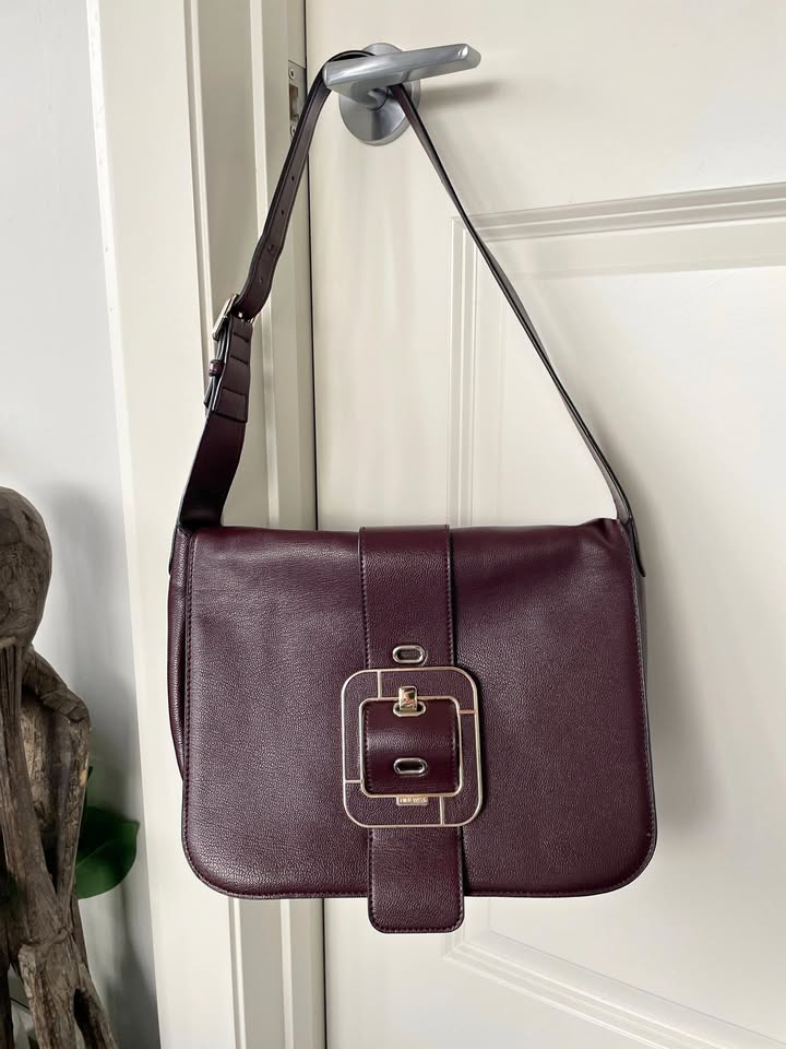 Nine West Square Red Brown Purse Bag