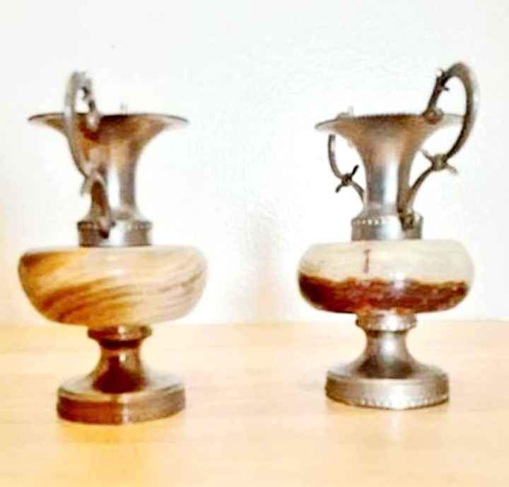 Vtg Roman Greek Pewter & Onyx Amphorae - photo 3