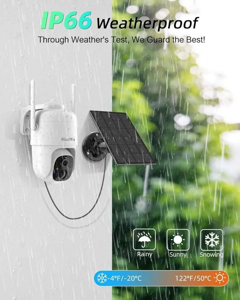 MaxiViz Solar Security Cameras Wireless Outdoor. IPZ. image indicator(4)