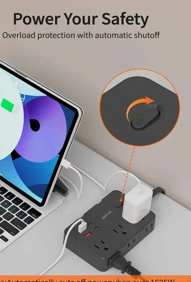 Surge Protector Power Strip, 5 FT Extension Cord image indicator(4)