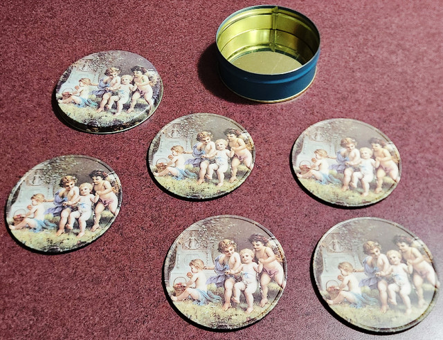 Vintage Decorative Cherub Coasters (Set of 5) in Tin♥️ - photo 2