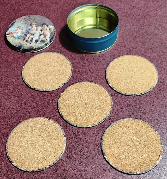 Vintage Decorative Cherub Coasters (Set of 5) in Tin♥️ - photo 3