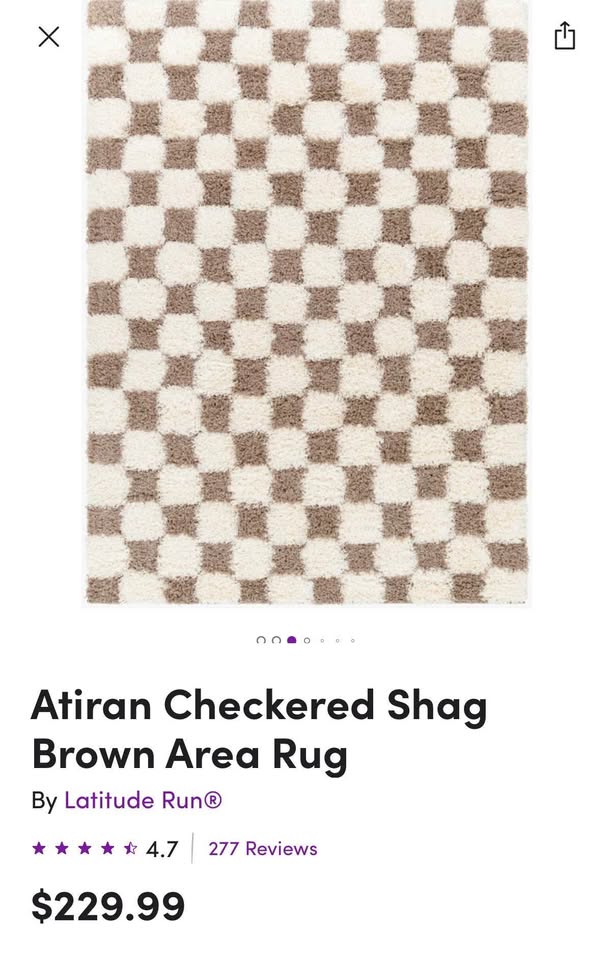 Latitude Run Atiran Checkered Shag Brown Area Rug - photo 2