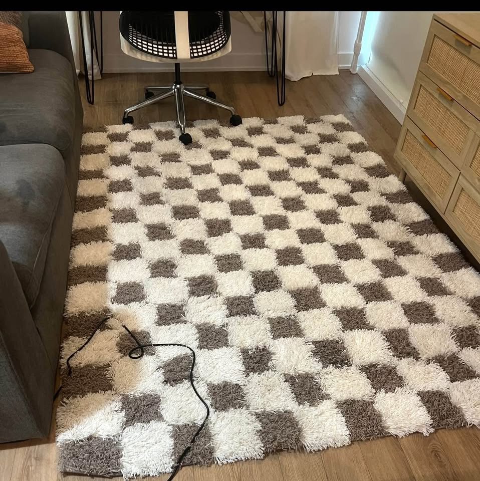 Latitude Run Atiran Checkered Shag Brown Area Rug - photo 3