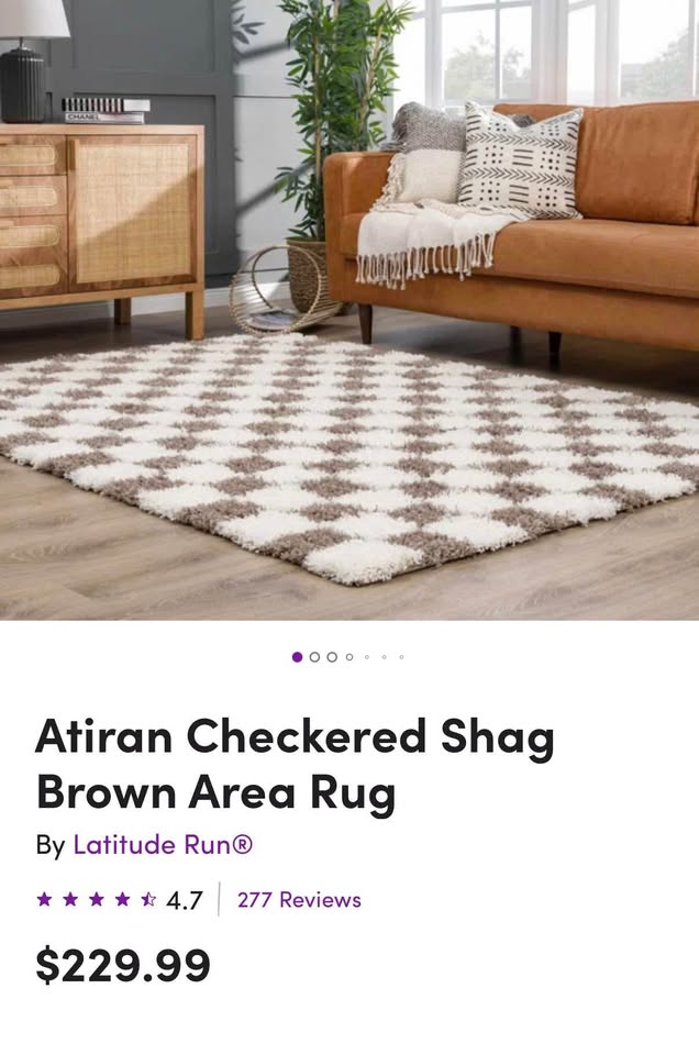 Latitude Run Atiran Checkered Shag Brown Area Rug - photo 4