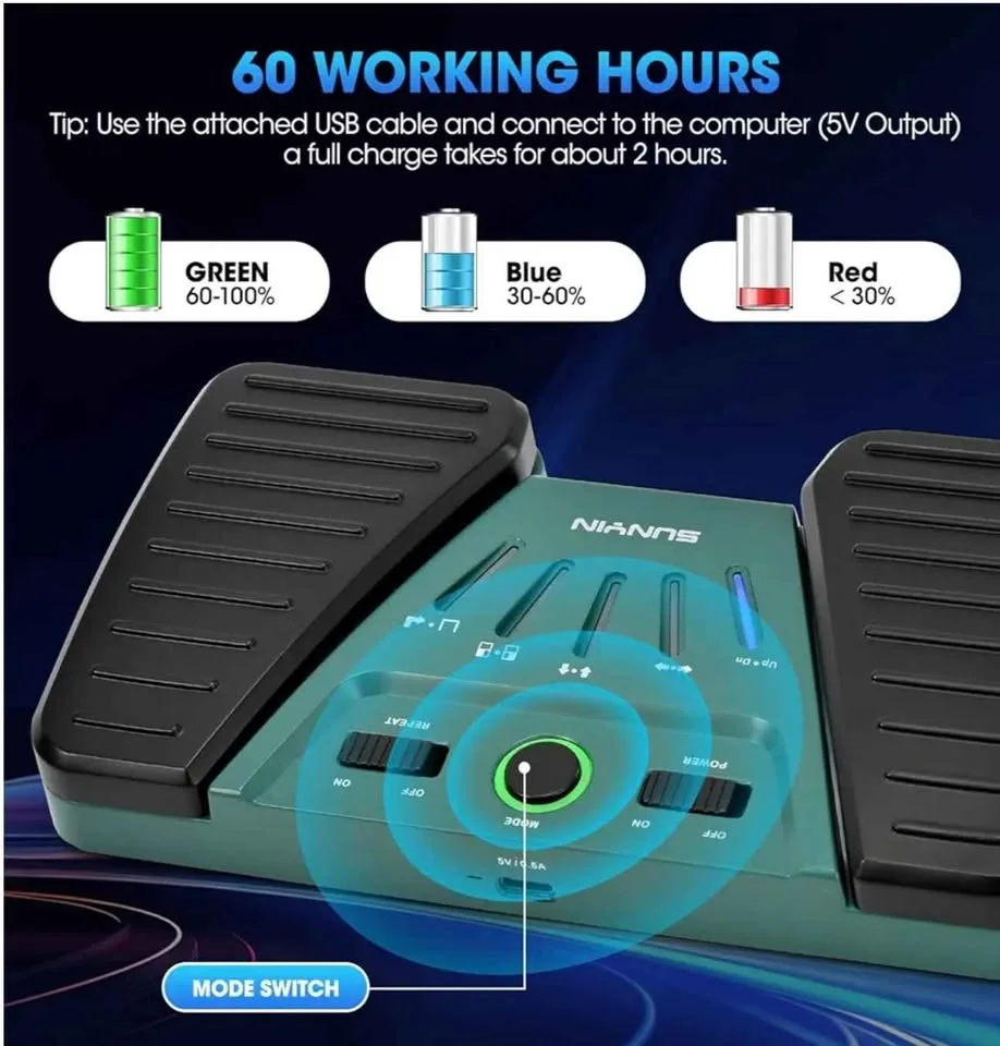 Wireless Page Turner Pedal Bluetooth Foot Pedal image indicator(4)