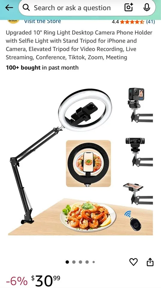 10" Ring Light Desktop Camera Phone Holder thumbnail