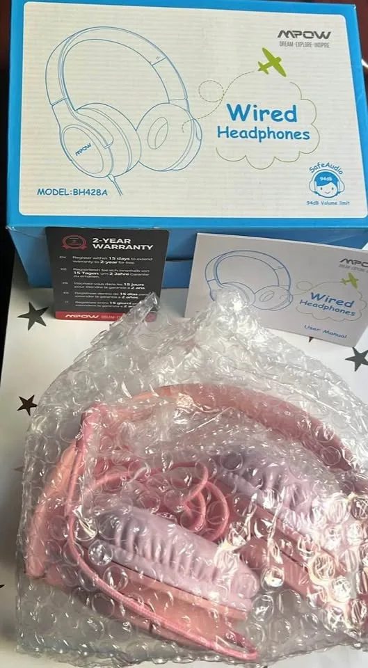 MPOW Wired Headphones (Pink) thumbnail