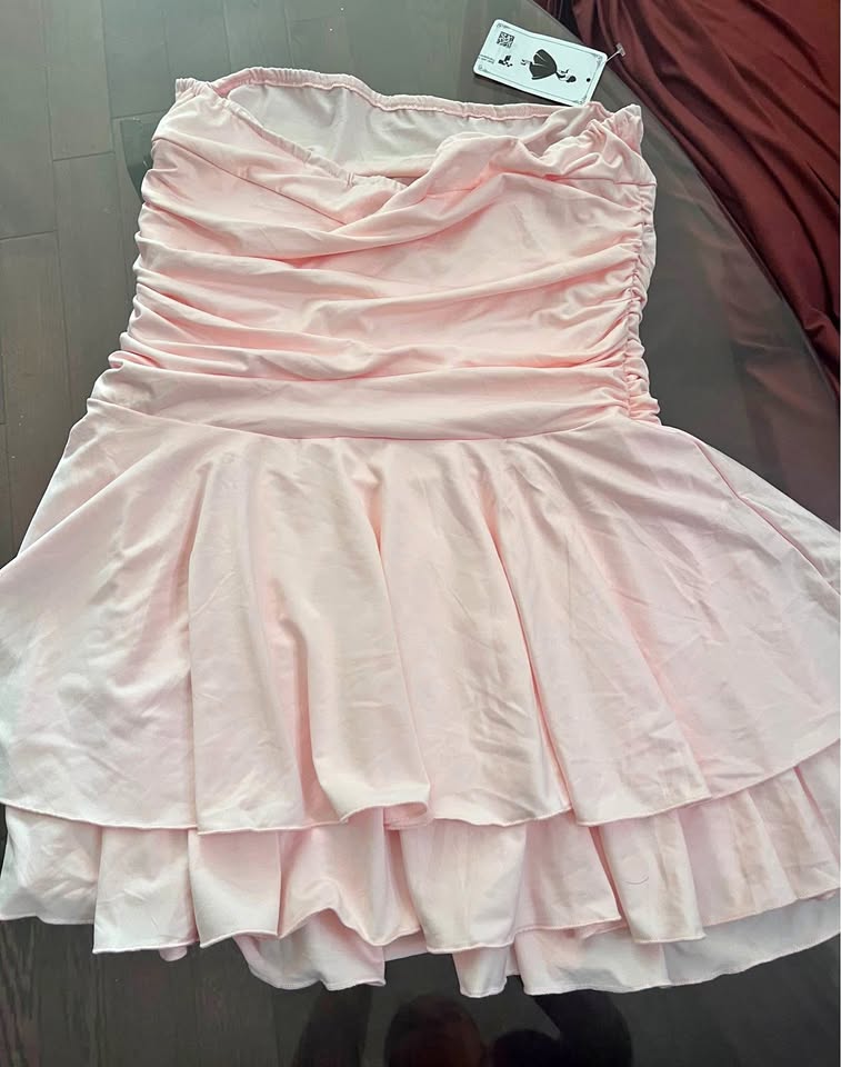 RANPHEE Pink Off Shoulder Ruffle Dress (L)