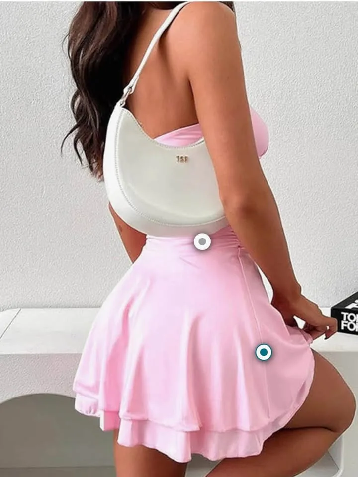 RANPHEE Pink Off Shoulder Ruffle Dress (L) image indicator(3)