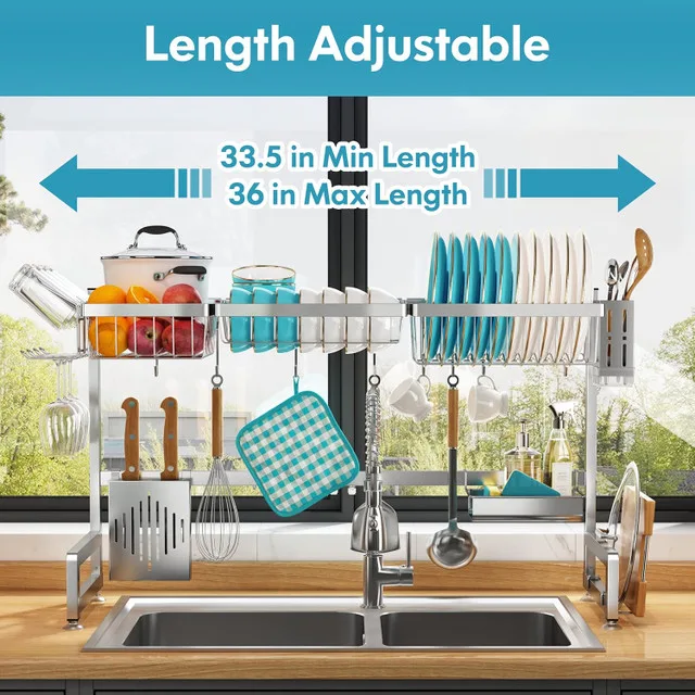 Over Sink Dish Drying Rack – Adjustable & Stainless image indicator(3)