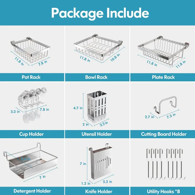 Over Sink Dish Drying Rack – Adjustable & Stainless image indicator(8)