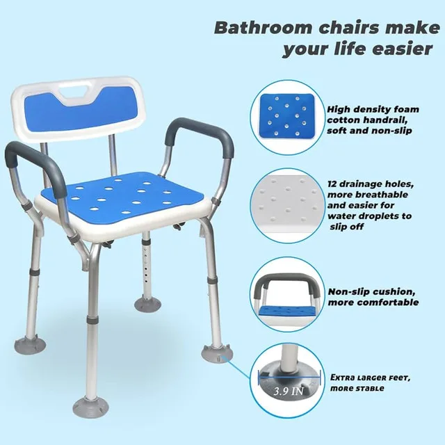 Adjustable Shower Chair w/ Back & Arms | Good Finds