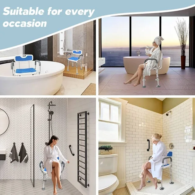 Adjustable Shower Chair w/ Back & Arms | Good Finds image indicator(2)
