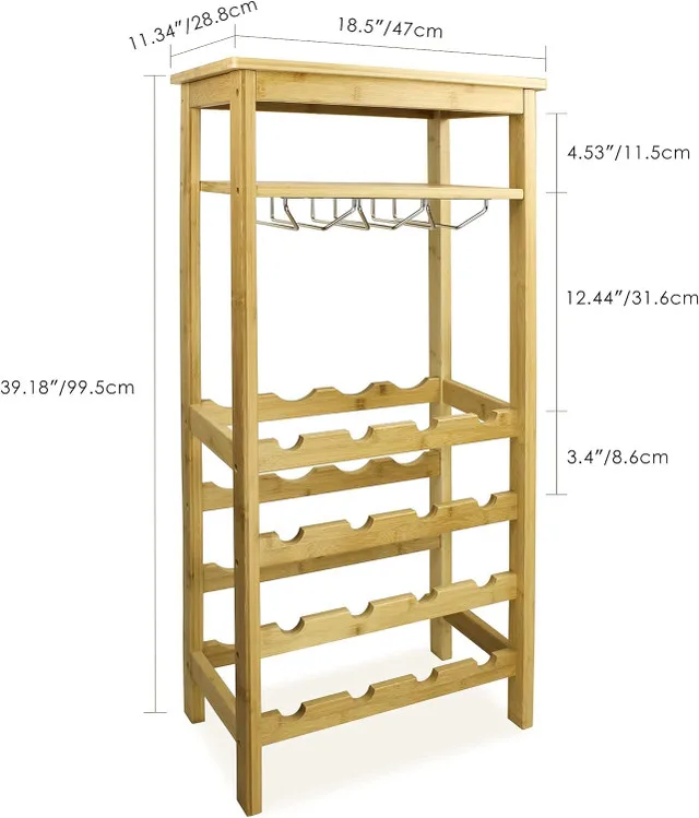 Wine Rack • 16 Bottles + Glass Holder • White/Black/Natural thumbnail
