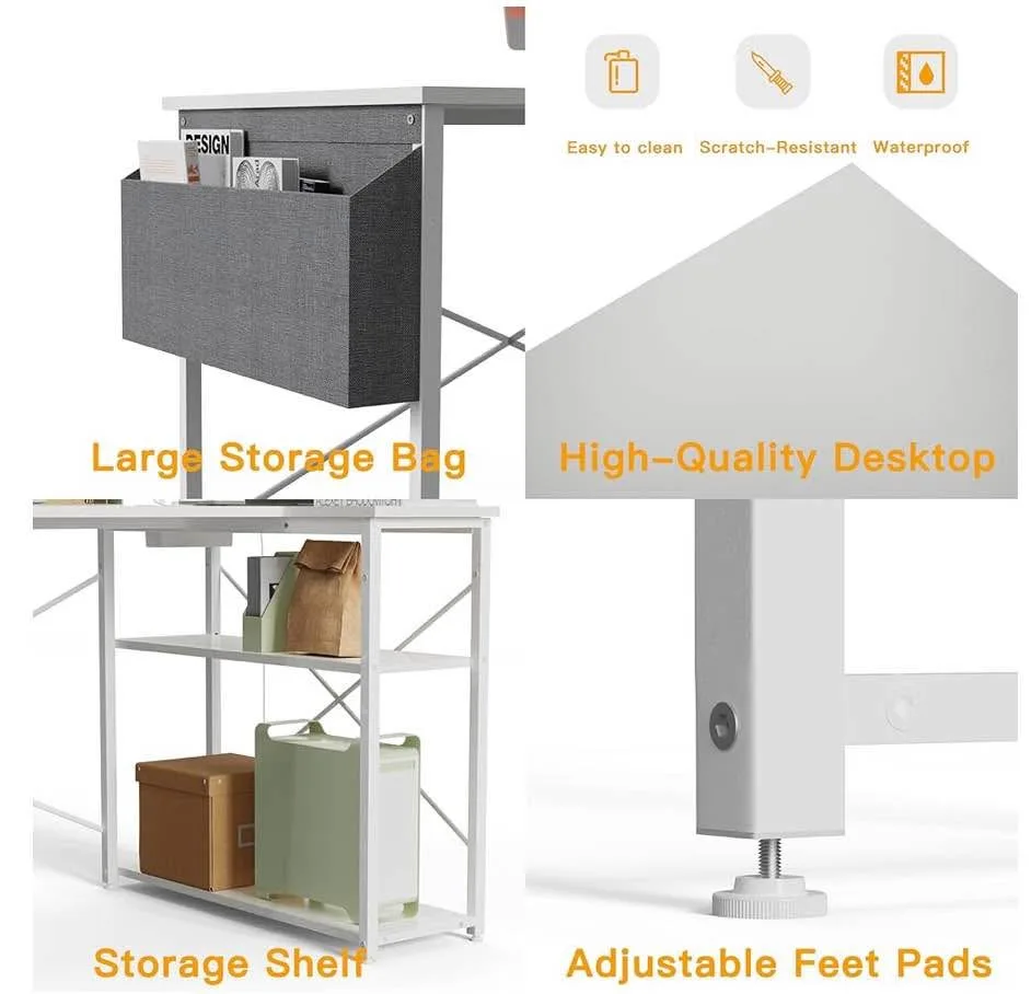 Bexevue L Shaped Desk w/ Power - 47 inch - White image indicator(6)