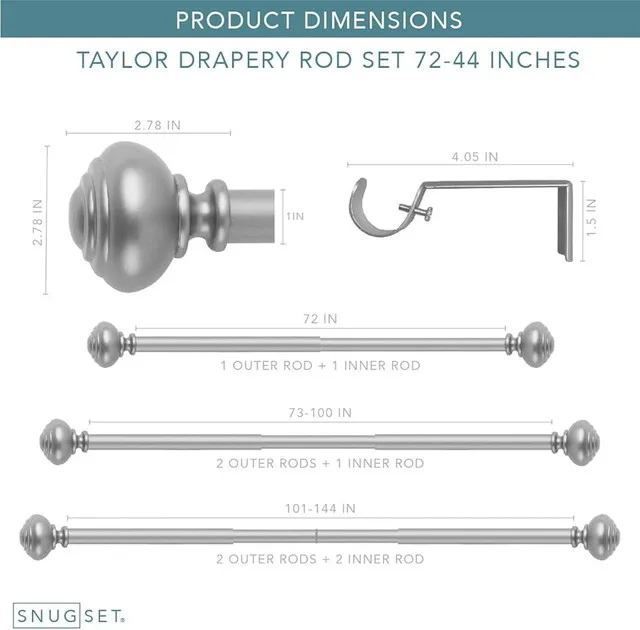 SnugSet Aiden 1" Drapery Rod Set (36–72") | Good Finds image indicator(7)