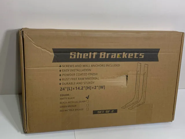 24" Matte Black Shelf Brackets (Set of 2) | Good Finds thumbnail