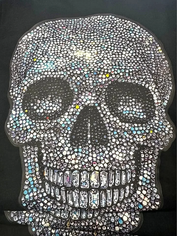 Faux Glitter Skull T Shirt Unisex thumbnail