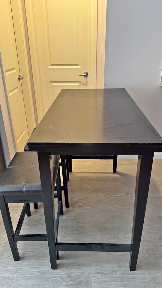 Black wooden table with 2 chairs