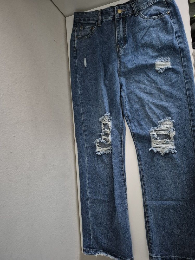 Distressed Jeans- Large🧡