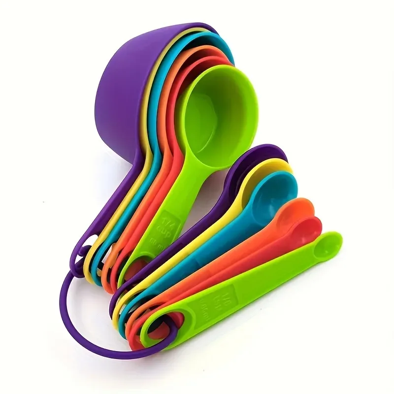 12-Piece Set of Assorted Colors Plastic Measuring Cups image indicator(3)