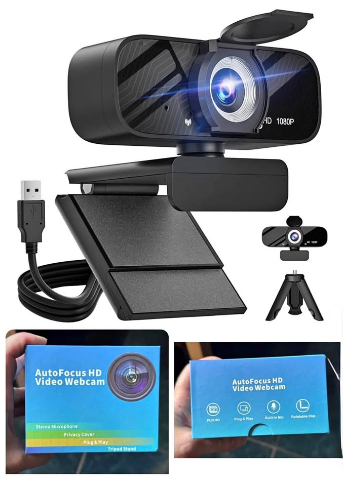 1080P Webcam with Mic & Tripod