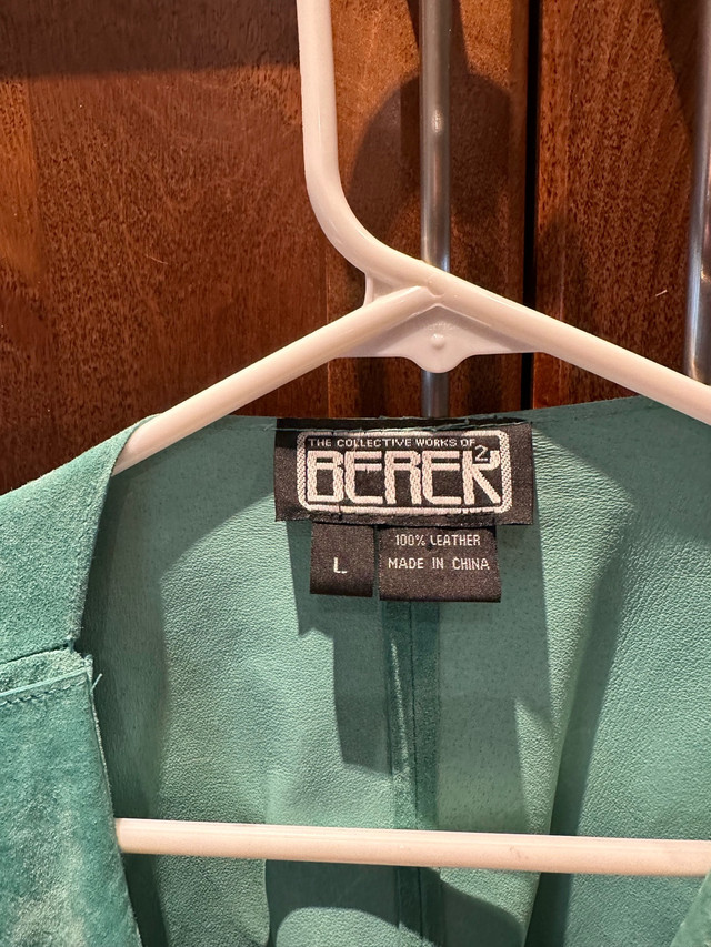 Vintage Turquoise Ruffle Front Suede Jacket by Barek - photo 4
