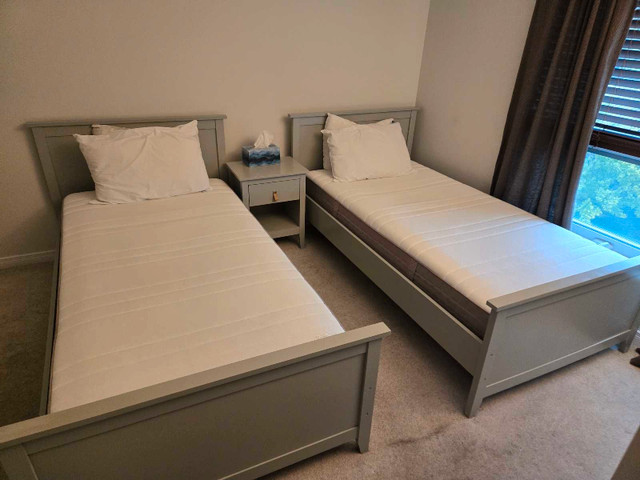 IKEA bedroom - 2 twin beds, night table and Drawer cabinet