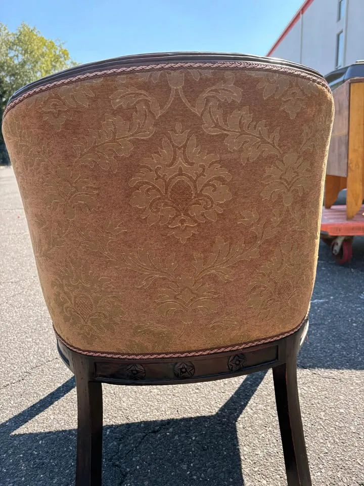 1940 Carved Wood Swan Barrel Chair image indicator(6)