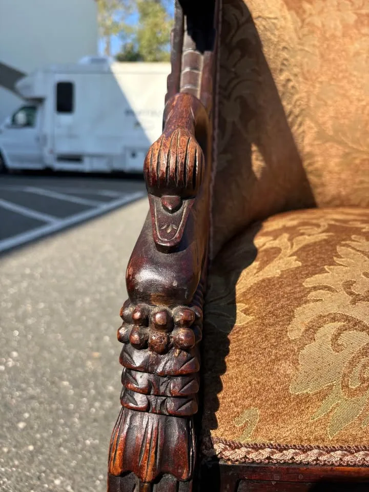 1940 Carved Wood Swan Barrel Chair image indicator(9)