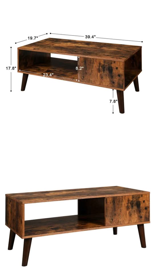 Brown Wood Coffee Table with Storage Shelf - photo 2